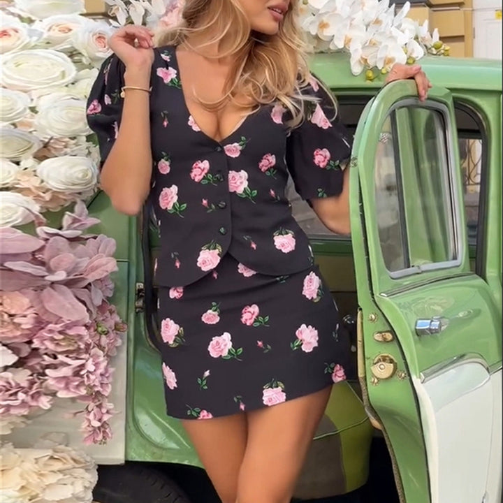 Dame Blazer-kjole med florale accenter og figurtilpasset snit Stilla