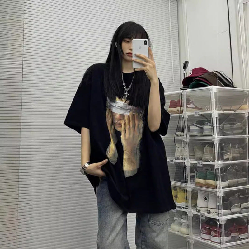 Dame Kunstnerisk Oversized-T-Shirt med kunstnerisk motiv Stilla