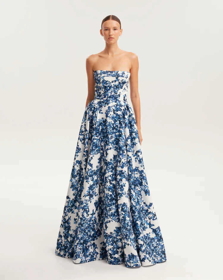 Dame Trachtenkjole med blomsterdesign og bustier-overdel Stilla