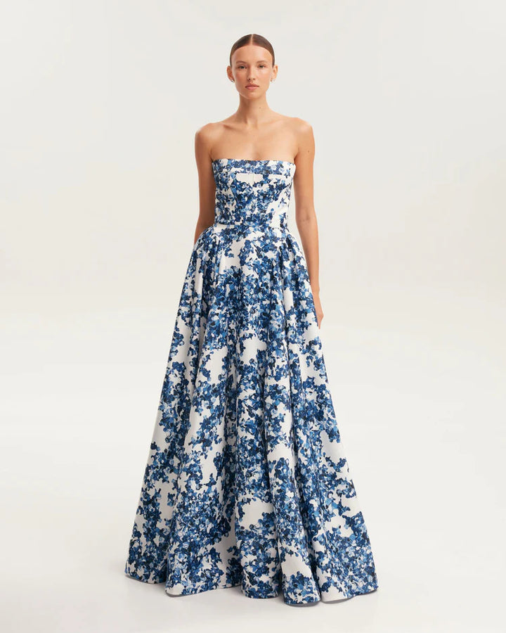 Dame Trachtenkjole med blomsterdesign og bustier-overdel Stilla