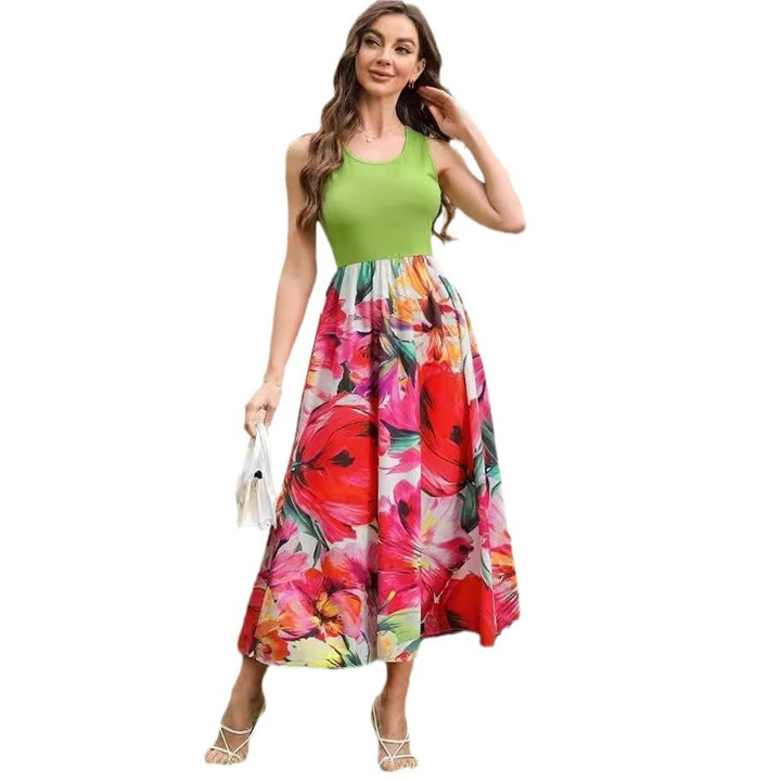 Dame Blomster Lagdelt Maxi Kjole Stilla
