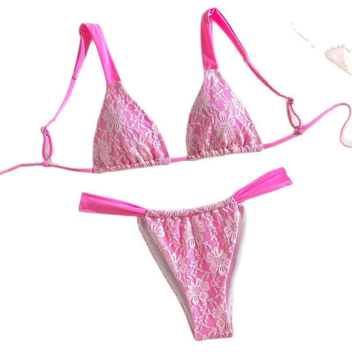 Dame triangel-bikini med blomster mønster i blonde og justerbare stropper Skovae