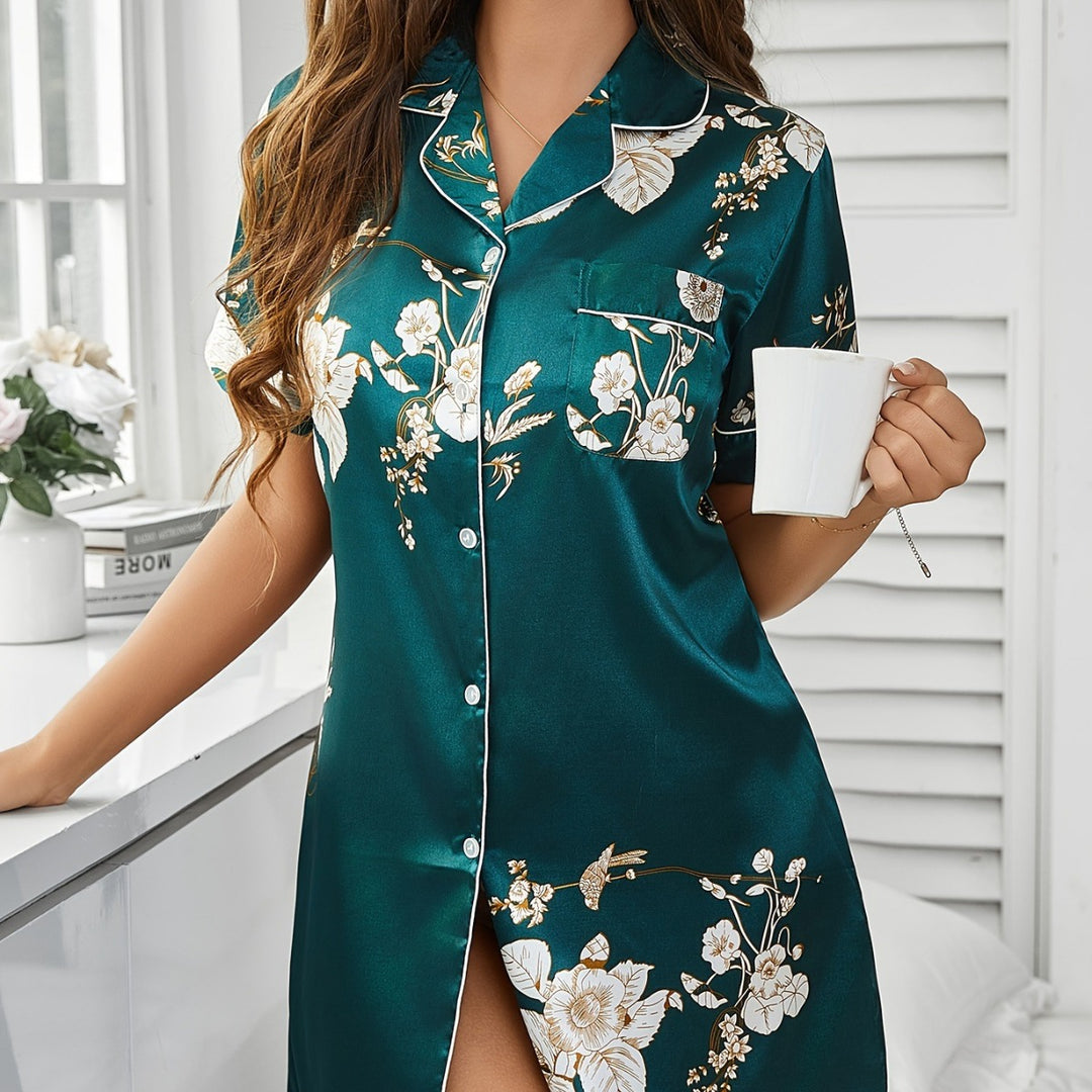Femme Floral Silke Natshirt Stilla