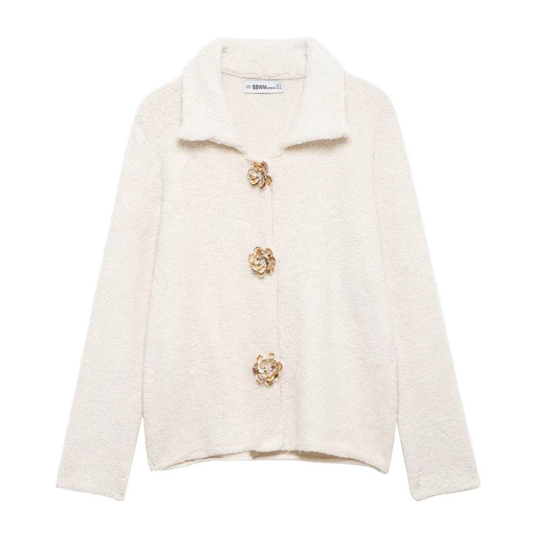 Femme Cozy Tekstureret Cardigan med Dekorative Knapper Stilla