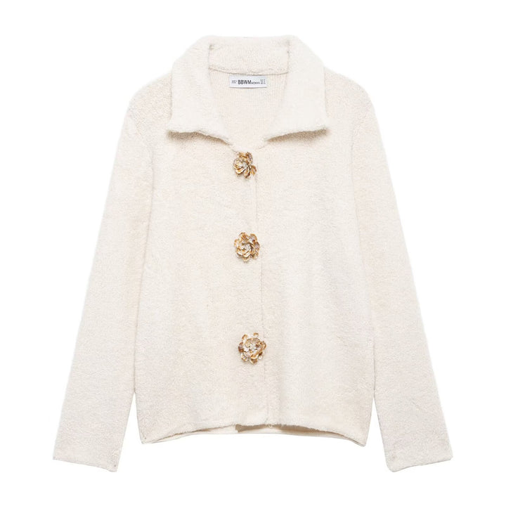 Femme Cozy Tekstureret Cardigan med Dekorative Knapper Stilla