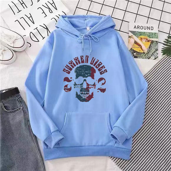 Kvindernes hoodie med kunstnerisk skeletdesign Skovae