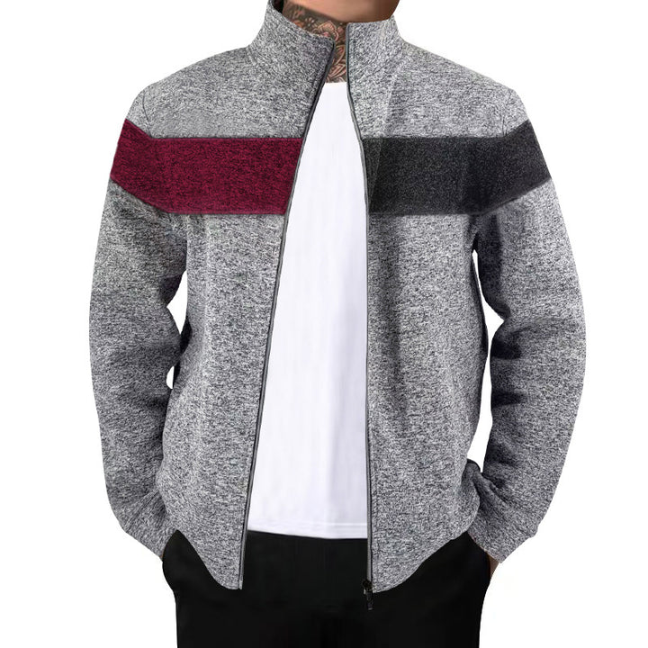 Herren sporty Zip-jakke med moderne farvekontakter og høj krave Stilla