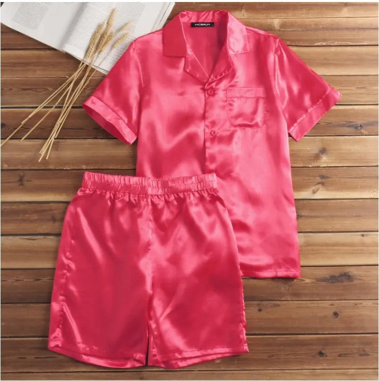 Herrer Satin Pyjamas Sæt Stilla