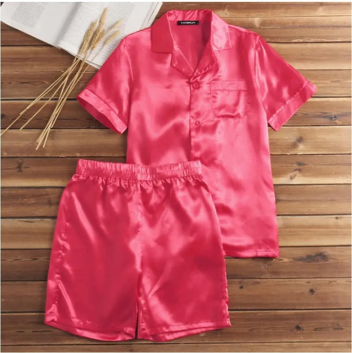 Herrer Satin Pyjamas Sæt Stilla