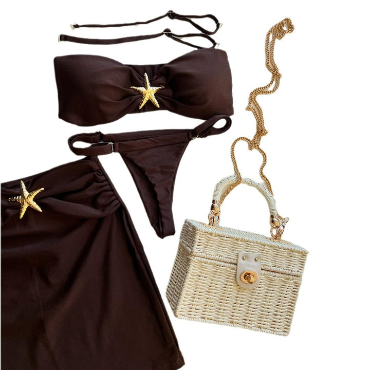 Dame Bandeau-bikini med individuelt design og glitrende stjerneaccentuer Stilla