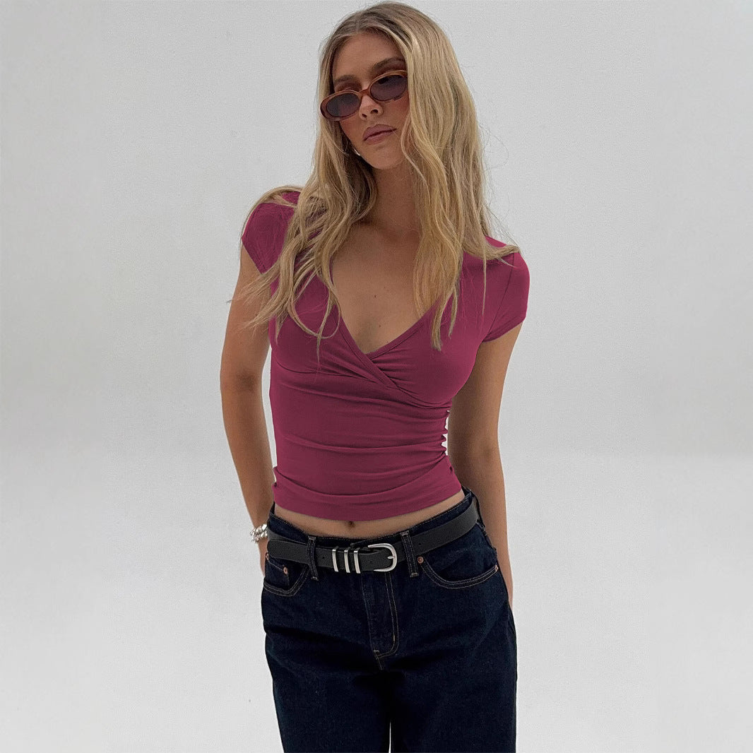 Dame Stilfuld Wrap V-Udskæring Top Stilla