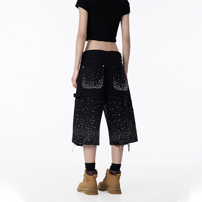 Dame Cargo-shorts med glitrende detaljer og bred pasform Stilla
