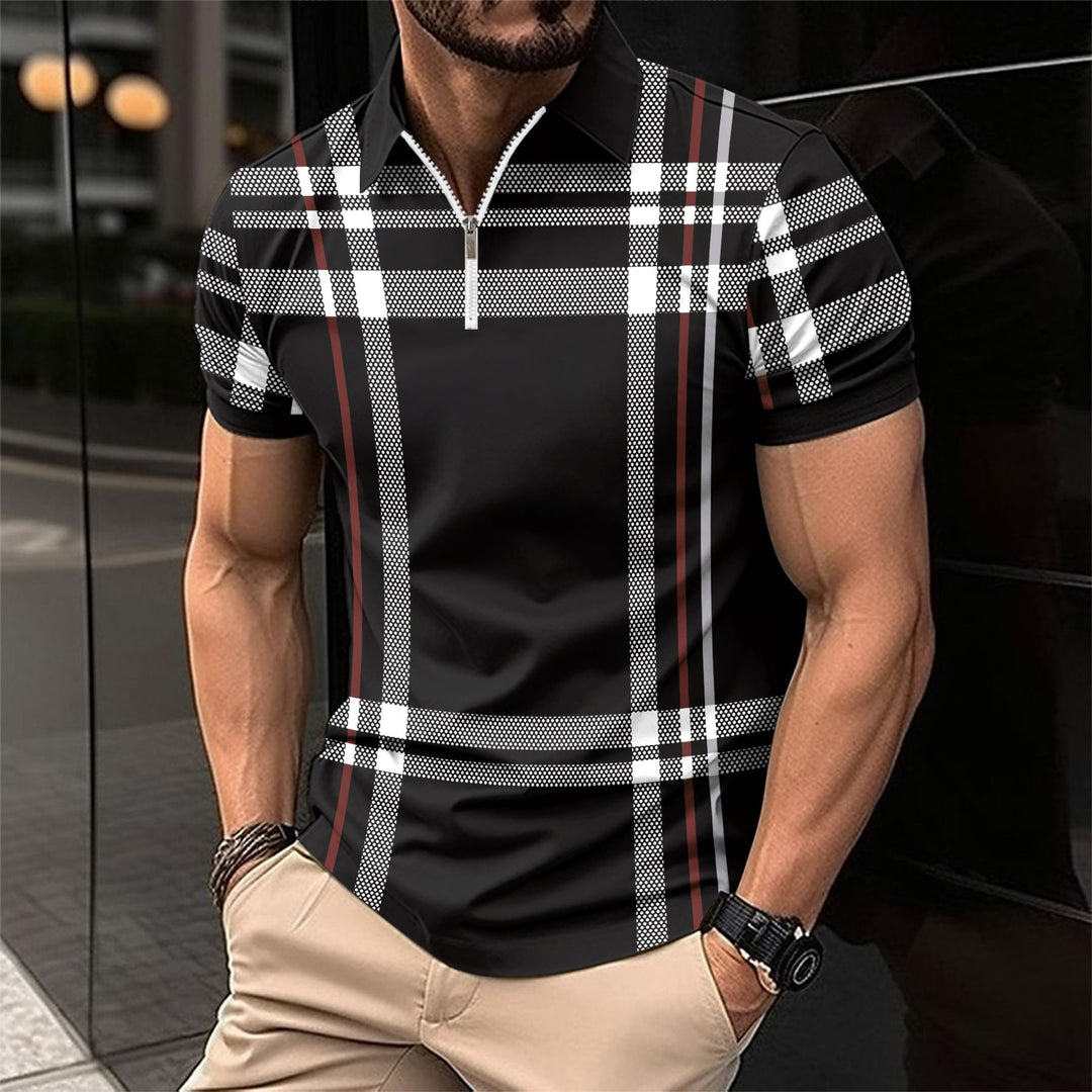 Herrer Stilfuld Lynlåse-Frontternet Polo T-shirt Stilla