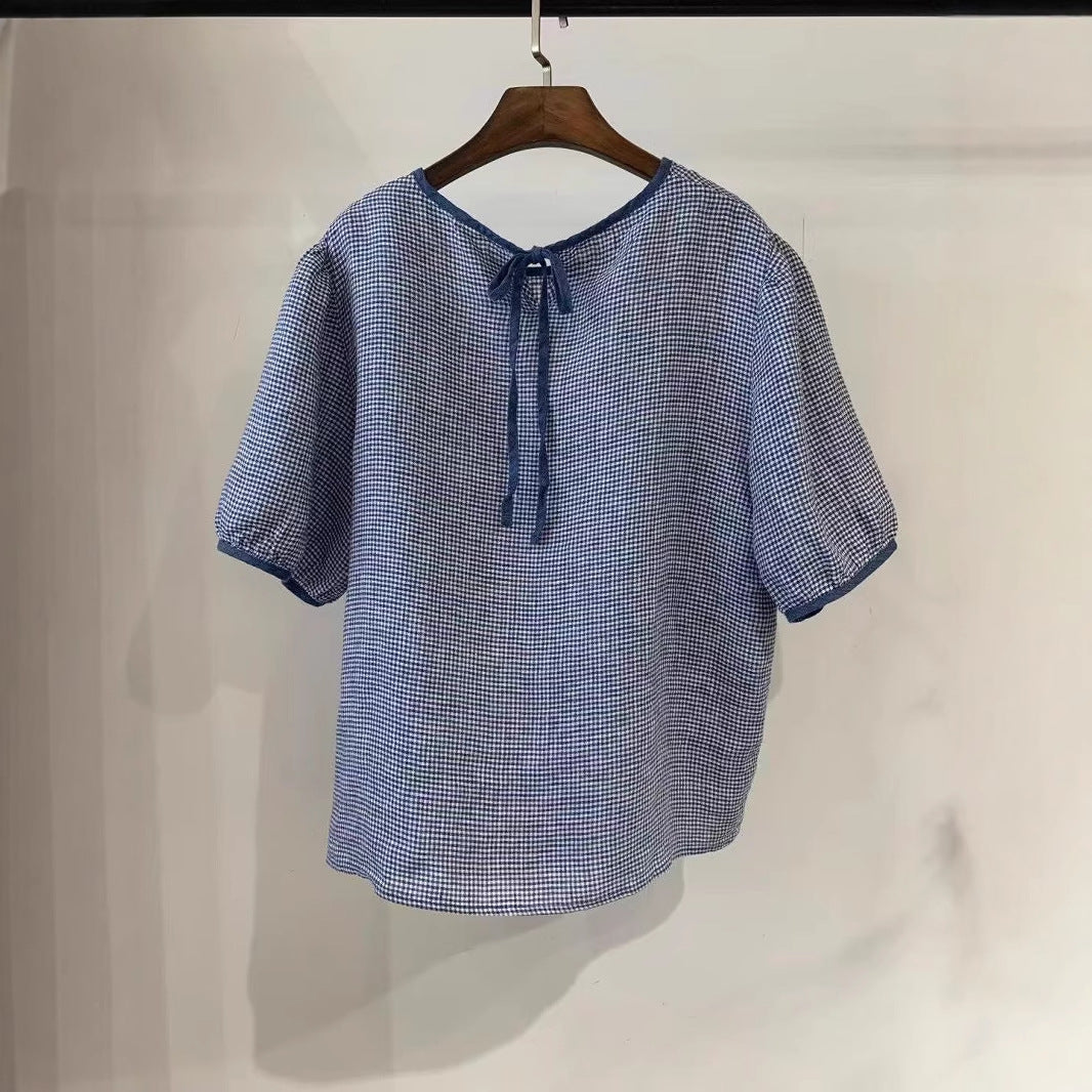 Dame Gingham-mønster Bindebluse Stilla