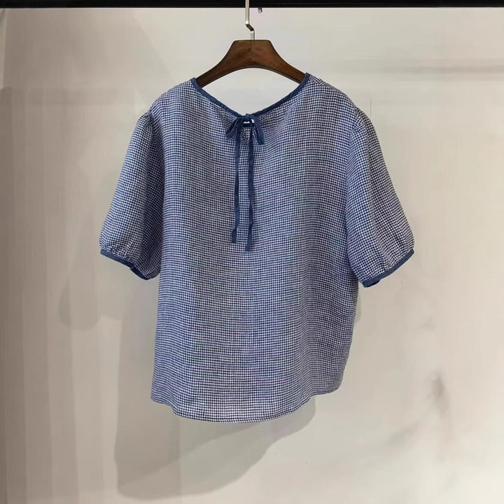 Dame Gingham-mønster Bindebluse Stilla