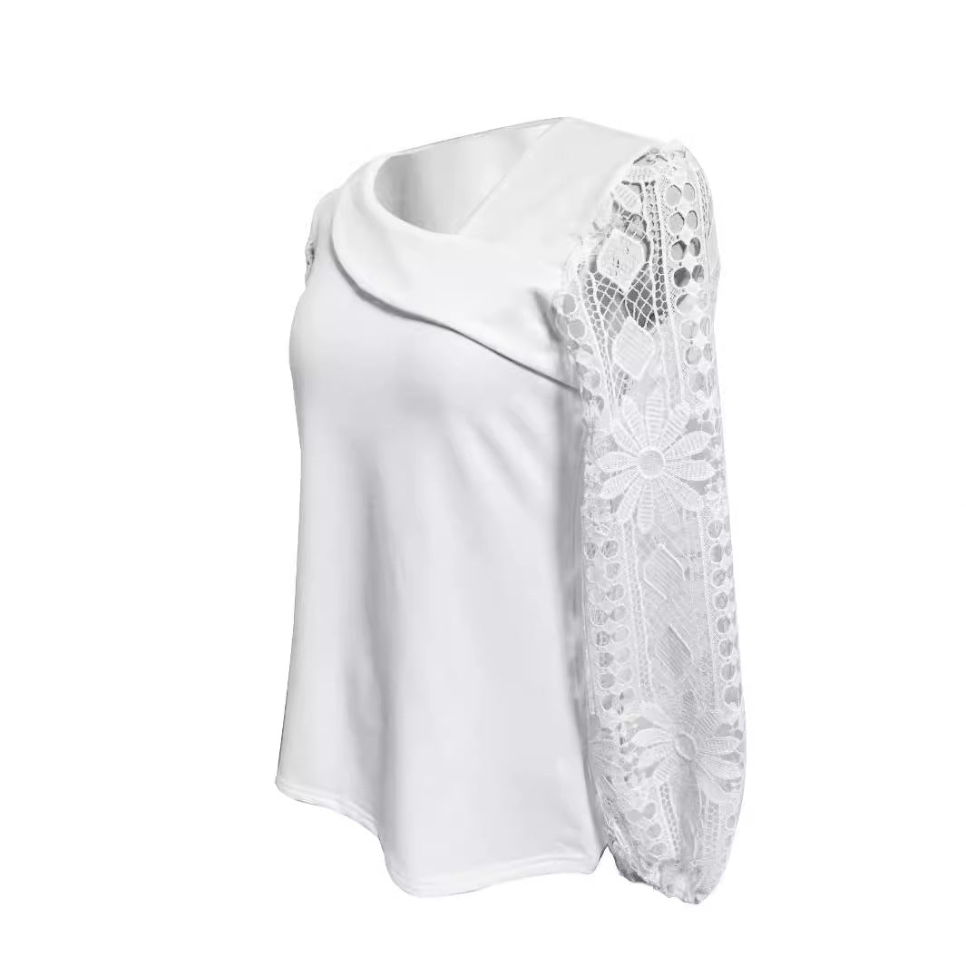 Dame bluse med moderne spidsærmer og elegant V-udskæring Stilla