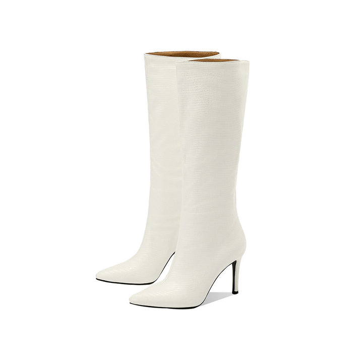 Femme Spids-Tå Slouchy Lårhøj Stiletto Støvler Stilla
