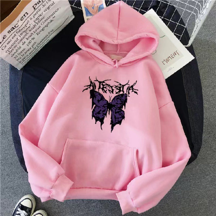 Kvinder's Hoodie med Kunstnerisk Sommerfugl Design Skovae