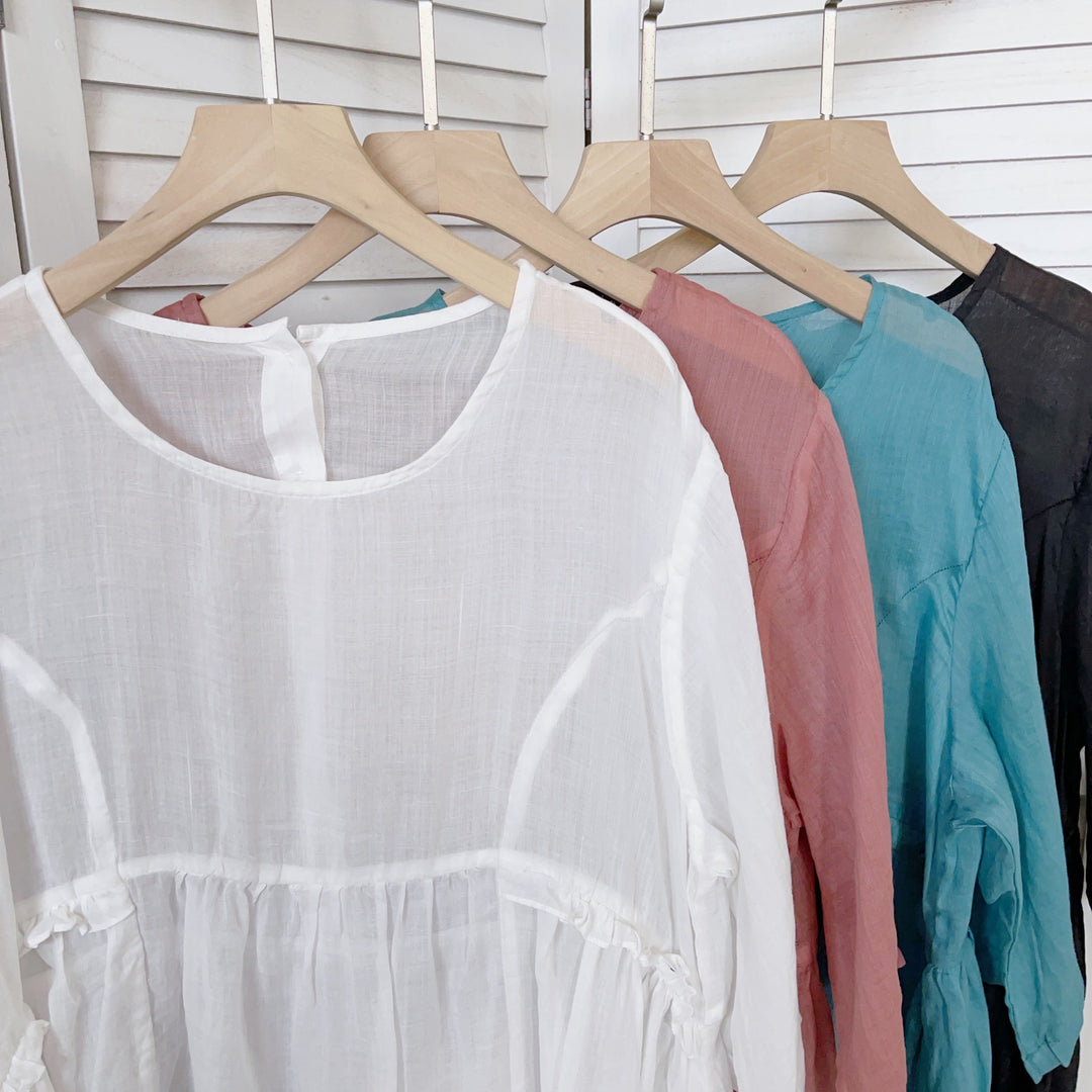 Dame Relaxed Fit Struktureret Tunika Bluse Stilla