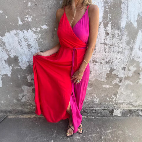 Dame Neckholder Maxi kjole med asymmetrisk fald Stilla