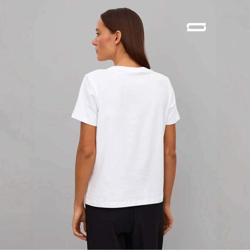 Dame T-shirt med stilfuldt og kunstnerisk floralmønster Stilla