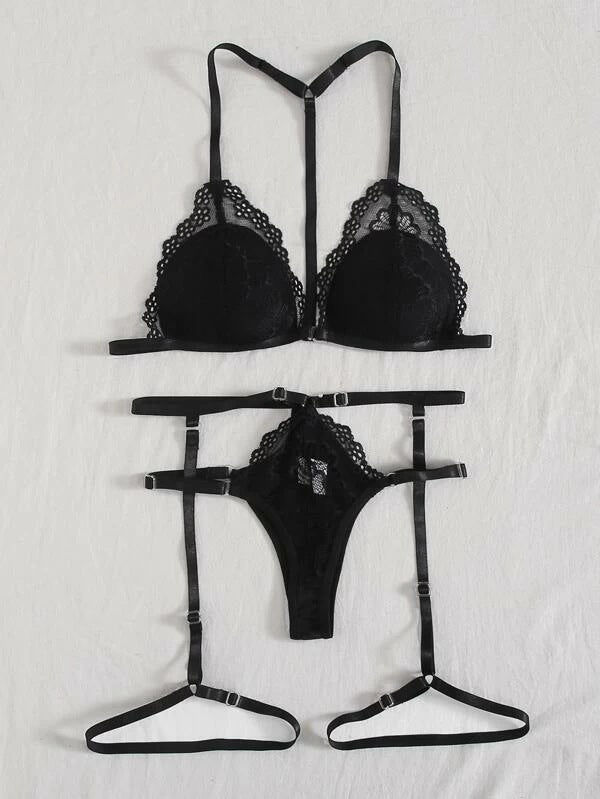 Dame blonde bralette og strapaz bukser sæt Stilla