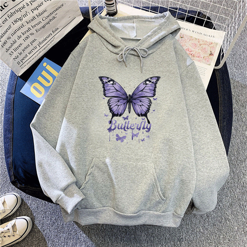Kvinders hoodie med farverigt sommerfuglemotiv Skovae