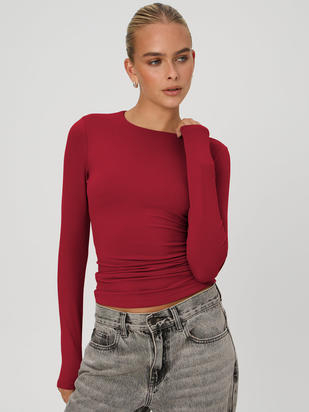 Dame Langærmet skjorte med sømløst design og høj bærekomfort Stilla