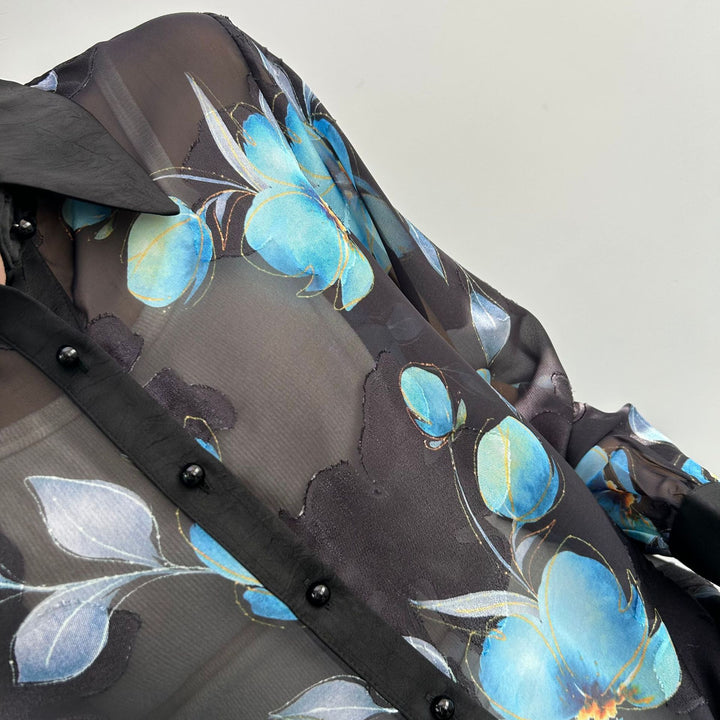 Dame Gennemsigtig Bluse med blomstermønster og elegante knapdetaljer Stilla