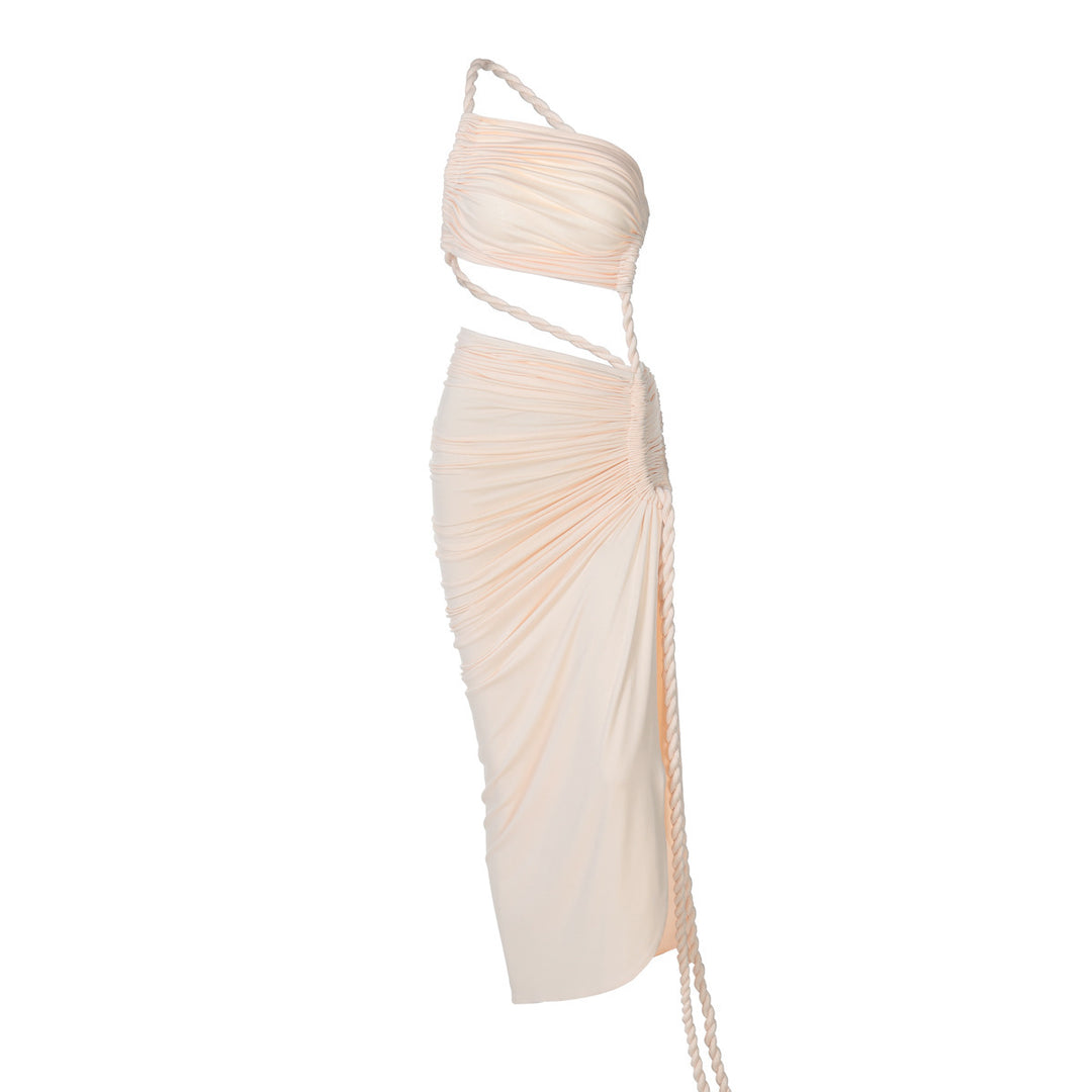 Dame Asymmetrisk Cocktailkjole med raffinerede draperinger og elegante detaljer Stilla