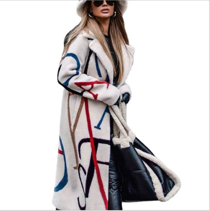 Dame Elegant Overcoat med kunstnerisk Naturmønster Stilla