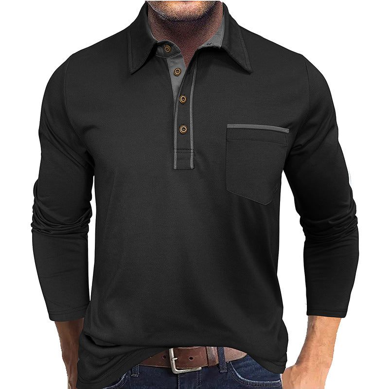 Herre Langærmet Poloshirt med moderne krave Stilla