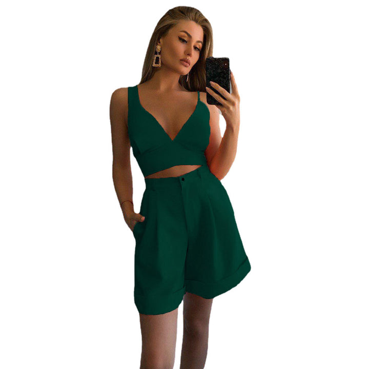 Dame Cropped Top og High-Waisted Shorts Sæt Stilla
