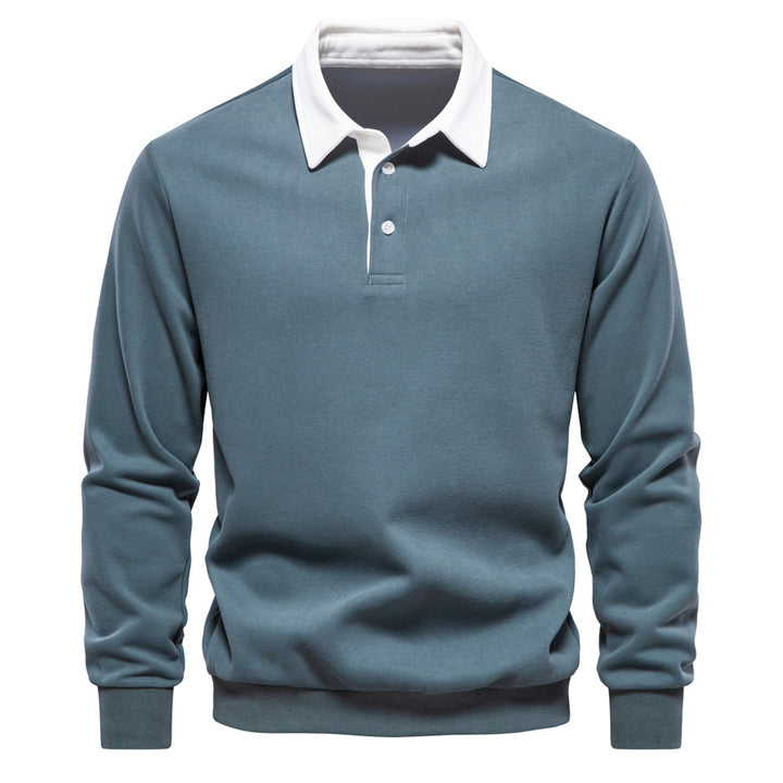Herrer Langærmet Poloshirt med elegant krave og blød bomuldsblanding Stilla