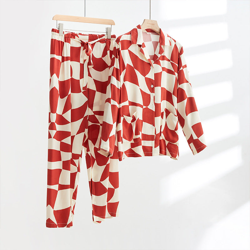 Dame pyjamasæt af let, mønstret stof Stilla