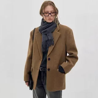 Damer Klassisk Oversized Uld Blazer Stilla