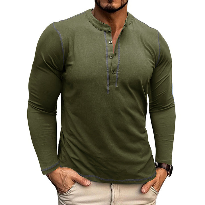 Herrer Langærmet Henley Shirt med åndbart stof og elegant knaplukning Stilla