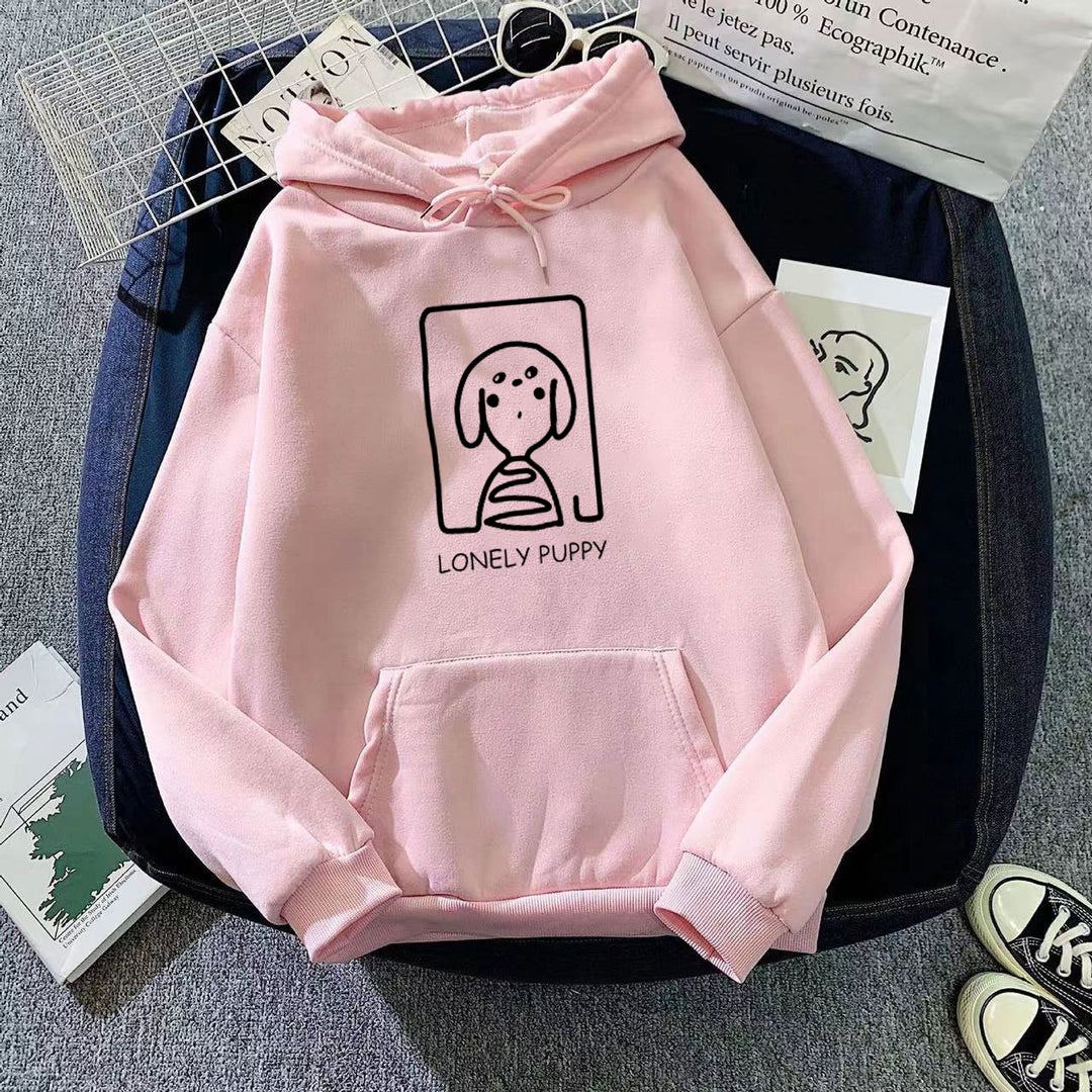 Kvinders hoodie med kreativt hundemotiv Skovae