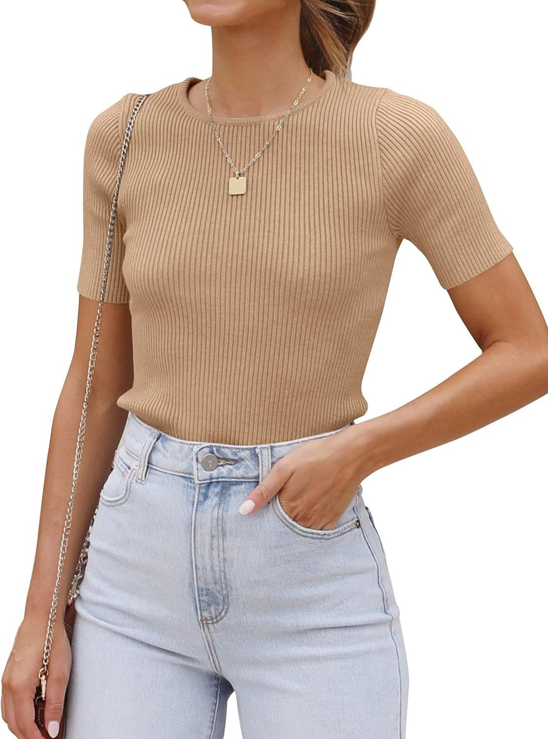 Dame figursyet Premium Rib T-shirt Stilla