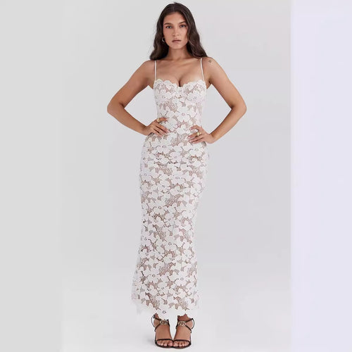 Dame Elegant Blonde Maxi Kjole med Sofistikeret Udsnit og Skræddersyet Design