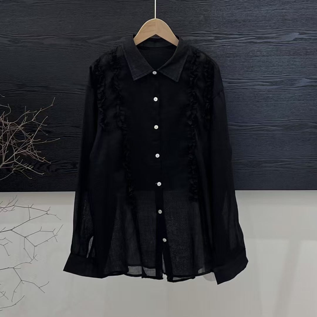 Femme Flæse Detalje Langærmet Bluse Stilla