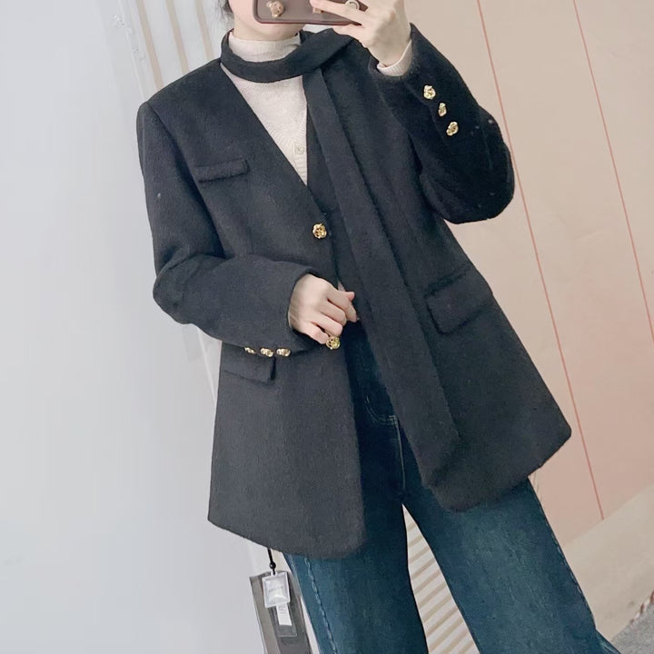 Dame Moderne Blazer med gyldne knapper og lommer Stilla