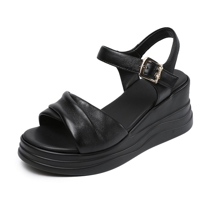 Dame Chic Plattform Slide Sandaler med justerbar ankelrem Stilla