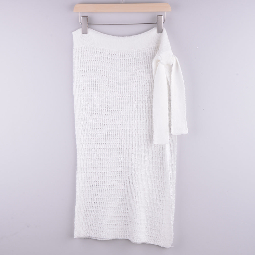 Dame Wrap Skirt i Hæklelook med elegant Sløjfedetail Stilla