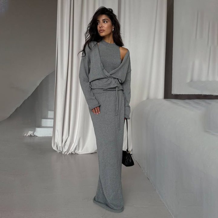 Kvinder Lang Strikket Jumpsuit med Bindedragt Stilla