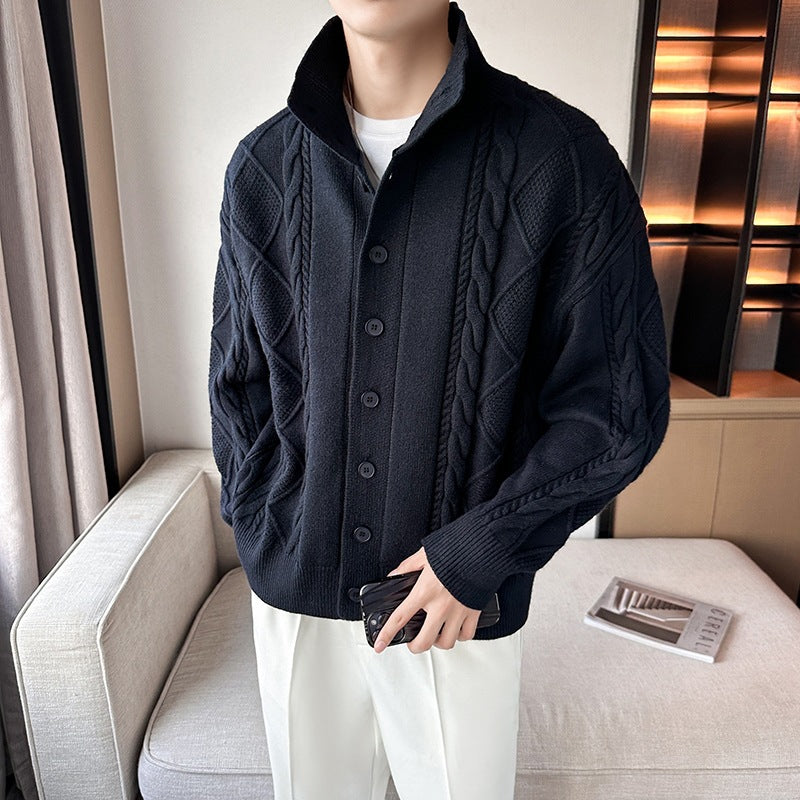 Herre struktureret kabelstrik cardigan sweater Stilla 1749704204