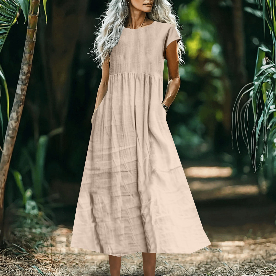 Dame Casual Maxi Kjole med Lomme-Detail Stilla
