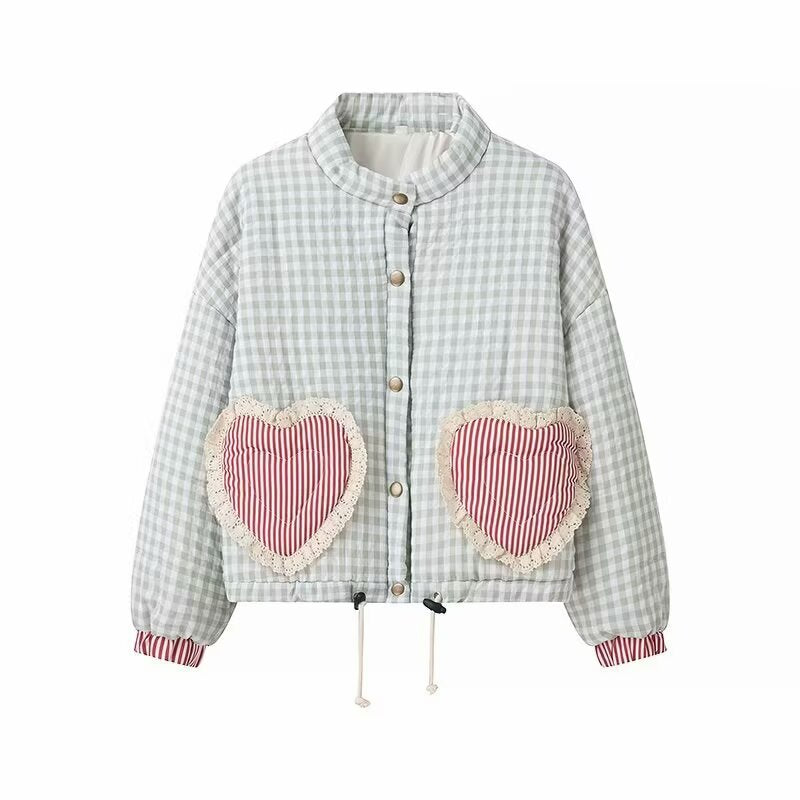 Femme quilted check jacket with heart pockets Stilla