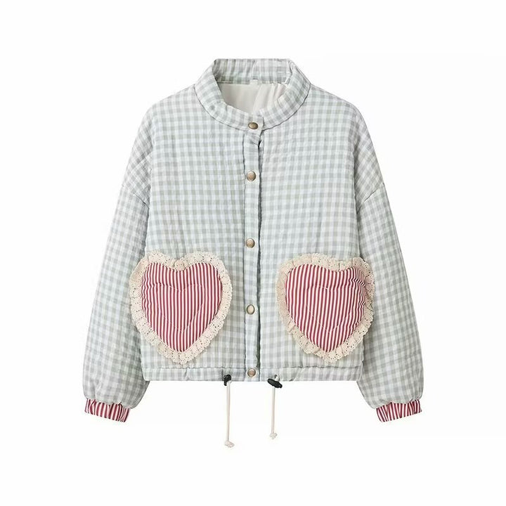 Femme quilted check jacket with heart pockets Stilla