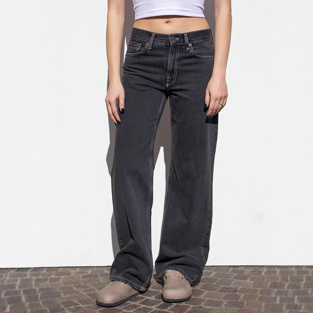 Dame Løst skårne Vintage-Jeans med afslappet flair Stilla